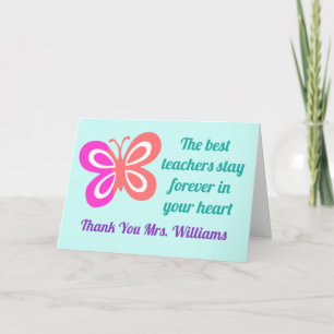 Kute Best Teacher Appreciing Butterfly Quote Kaart