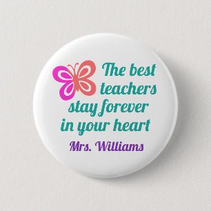 Kute Best Teacher Appreciing Butterfly Quote Ronde Button 5,7 Cm