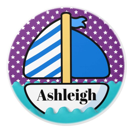 Kute beugel-zeilboot keramische knop (Voorkant)