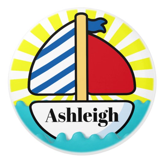 Kute beugel-zeilboot keramische knop (Voorkant)