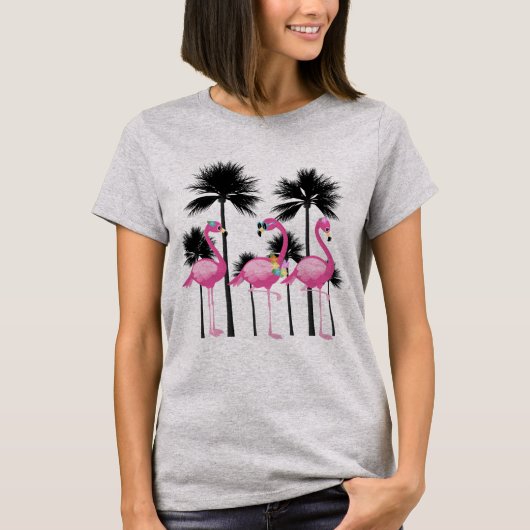 Kute beukenroze flamingos t-shirt (Voorkant)