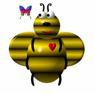 Kute bij en Baby Butterfly Staand Fotobeeldje