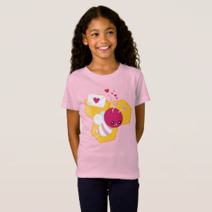 Kute bij met roze Valentijn harten T-shirt