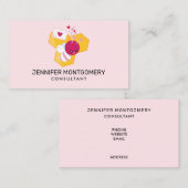 Kute bij met roze Valentijn harten Visitekaartje (Voorkant / Achterkant)