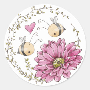 Kute bijen Heart Flower Sticker