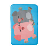 Kute Black en White Cartoon Pigs Bath Mat (Voorkant Verticaal)