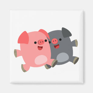 Kute Black en White Cartoon Pigs Magnet Magneet