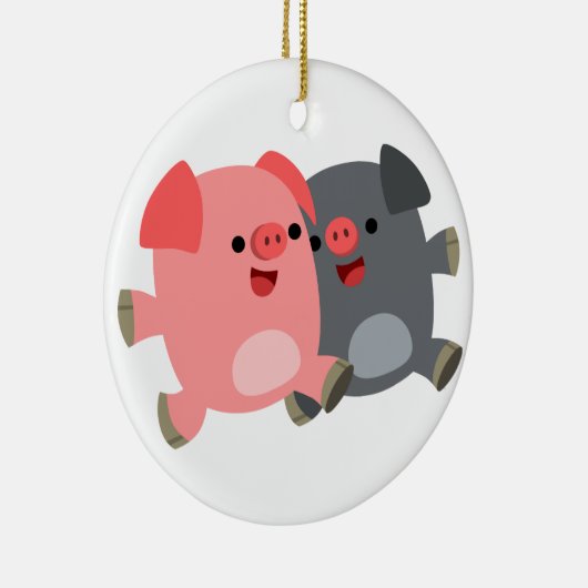 Kute Black en White Cartoon Pigs Ornament (Rechts)