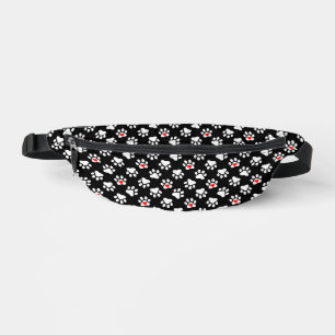 Kute Black en White Dog Paws met hartspatroon Heuptasje