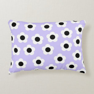 Kute Black en White Flower met blauwe achtergrond Accent Kussen