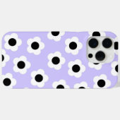 Kute Black en White Flower met blauwe achtergrond Case-Mate iPhone Case (Achterkant (horizontaal))