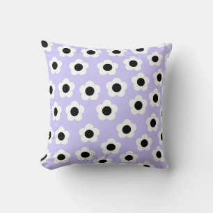 Kute Black en White Flower met blauwe achtergrond Kussen