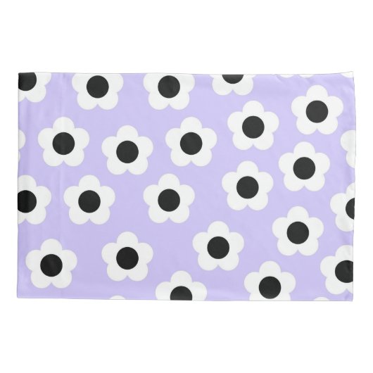 Kute Black en White Flower met blauwe achtergrond Kussensloop (Achterkant)