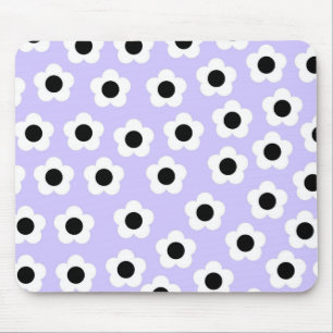 Kute Black en White Flower met blauwe achtergrond Muismat