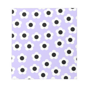 Kute Black en White Flower met blauwe achtergrond Notitieblok