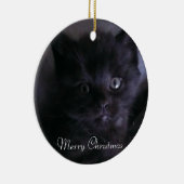 Kute Black Kitten kerstboomversiering Keramisch Ornament (Rechts)