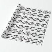 Kute Black White palm tree tiled party strand Cadeaupapier (Uitgerold)