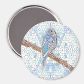 Kute blauwe boon op mozaïekachtergrond magneet (Voorkant / Achterkant)