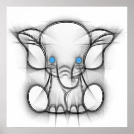 Kute blauwe ogen olifant poster