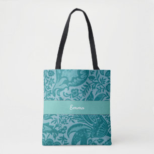 Kute Blauwgroen groene Floral botanisch Draagtas