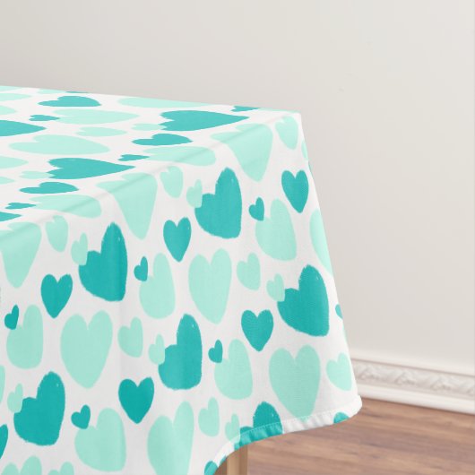 Kute Blauwgroen Mint Specized Heart Patroon Tafelkleed (Voorbeeld)