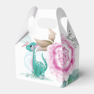 Kute Blauwgroen Roze Dinosaur Butterfly Girl Baby Bedankdoosjes