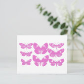 Kute Block Print Butterfly in Pink Briefkaart (Staand voorkant)
