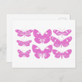 Kute Block Print Butterfly in Pink Briefkaart (Voorkant / Achterkant)