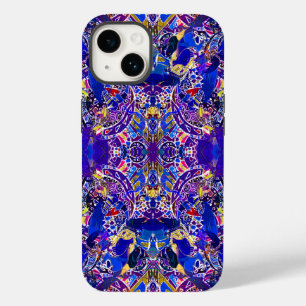 Kute blue abstracte elementen werpen kussen Case-Mate iPhone 14 hoesje