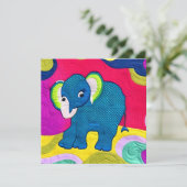 Kute Blue Baby Elephant - Quillike design Kaart (Staand voorkant)