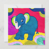 Kute Blue Baby Elephant - Quillike design Kaart (Voorkant)