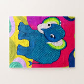 Kute Blue Baby Elephant - Quillike design Legpuzzel (Horizontaal)