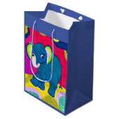 Kute Blue Baby Elephant - Quillike design Medium Cadeauzakje (Voorkant Gekanteld)