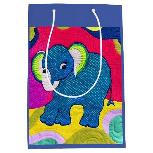 Kute Blue Baby Elephant - Quillike design Medium Cadeauzakje (Voorkant)