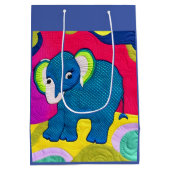 Kute Blue Baby Elephant - Quillike design Medium Cadeauzakje (Achterkant)