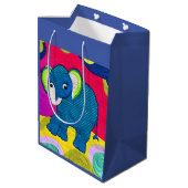 Kute Blue Baby Elephant - Quillike design Medium Cadeauzakje (Achterkant Gekanteld)