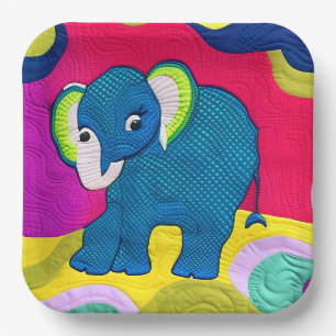Kute Blue Baby Elephant - Quillike design Papieren Bordje