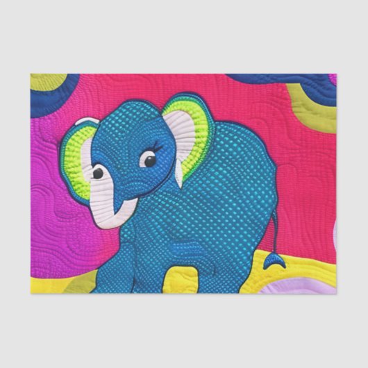 Kute Blue Baby Elephant - Quillike design Tissuepapier (Voorkant)