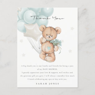 Kute Blue Beer Barly Wait Balloon Baby shower Briefkaart