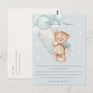 Kute Blue Beer Barly Wait Balloon Baby shower Briefkaart