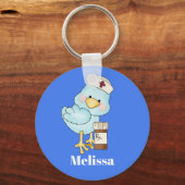 Kute blue bird verpleegster naam sleutelhanger toe (Voorkant)