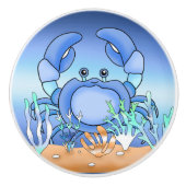 Kute Blue Crab Nautical Beach House Keramische Knop (Voorkant)