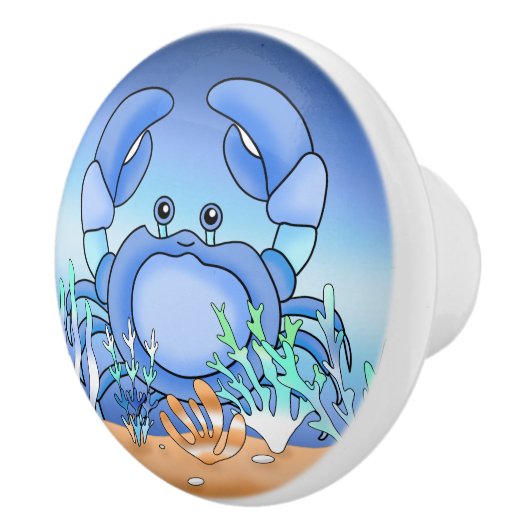 Kute Blue Crab Nautical Beach House Keramische Knop (Rechts)