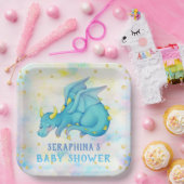 Kute Blue Dragon Boys Baby shower Paper Bord (Feest)