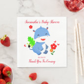 Kute Blue Elephant met Red Flowers Baby shower Servet (Insitu)