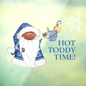 Kute Blue Gnome, Hot Toddy Time Window Cling Raamsticker (Vel 3)