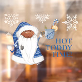 Kute Blue Gnome, Hot Toddy Time Window Cling Raamsticker (Vel 2)