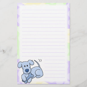 Kute Blue Kawaii Dog Stationery (geraffineerd) Briefpapier