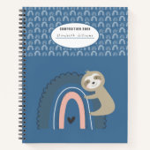 Kute Blue Sloth and Rainbows Composition Book Notitieboek (Voorkant)
