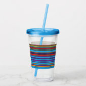 Kute blue violet strepen acryl drinkbeker (Achterkant)